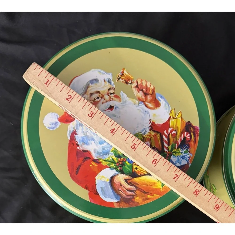 Vintage Santa Claus Nesting Tin‎ Set 4 Made In Hong Kong Christmas Cookie Tins